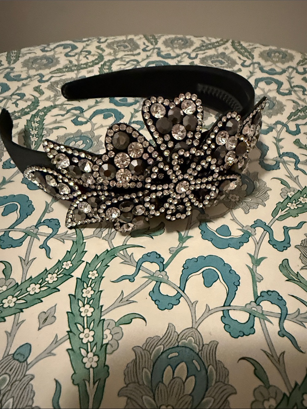 Crystal-Embellished Black Headband